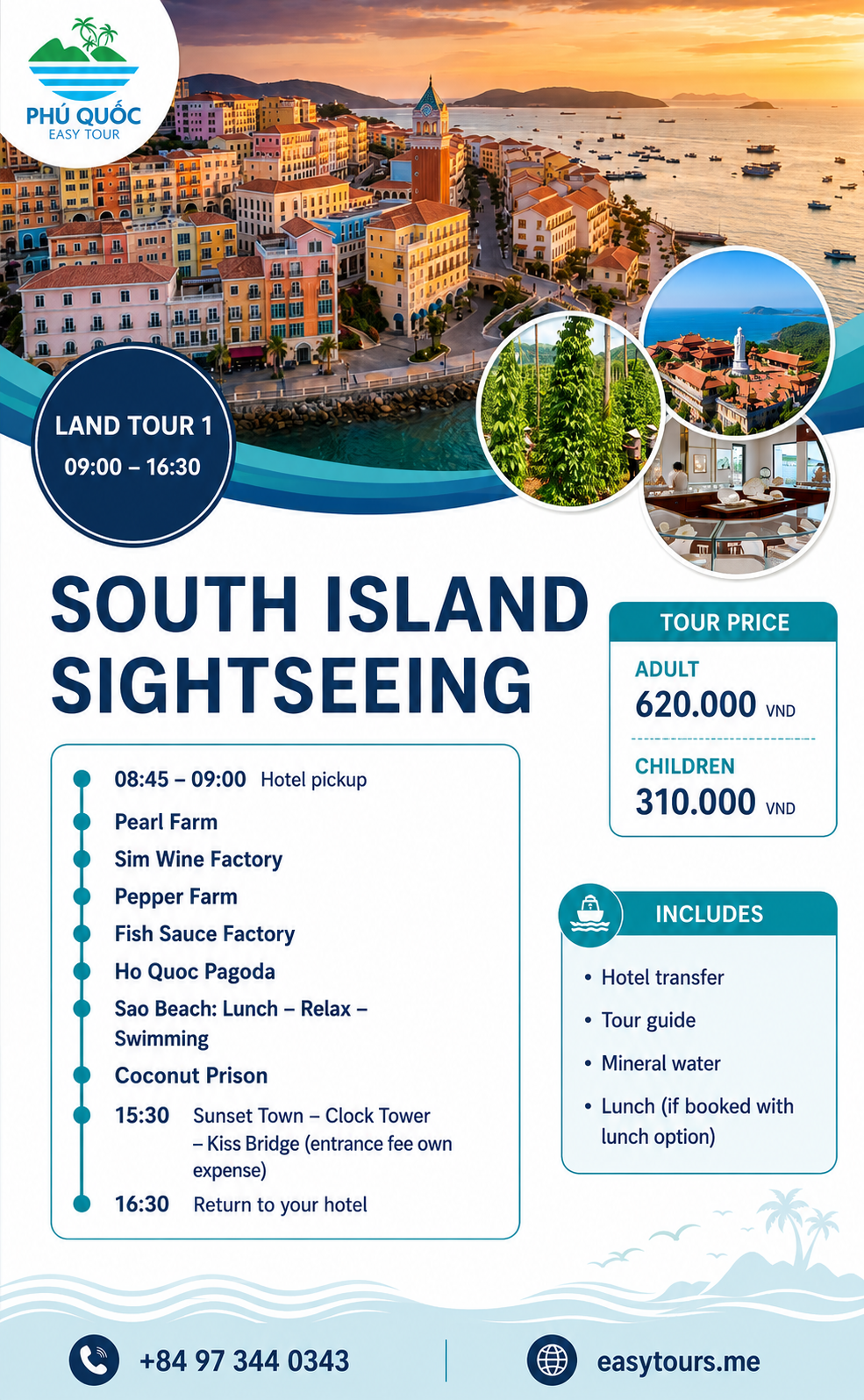 Land Tour 1: Tour Tham Quan Nam Đảo – Bãi Sao – Thị Trấn Hoàng Hôn